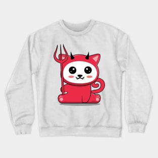 Cute cat in cute demon costume Crewneck Sweatshirt